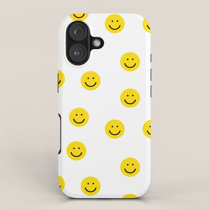 Smiley faces white yellow happy simple smiley pattern smile face kids nursery boys girls decor iPhone Case Gallery Image 1