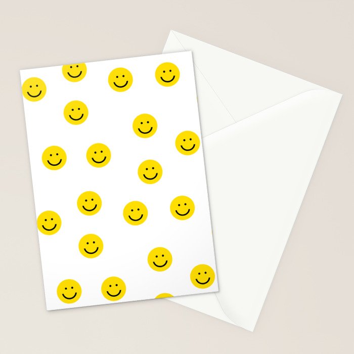 Smiley faces white yellow happy simple smiley pattern smile face kids nursery boys girls decor Stationery Card Gallery Image 2