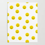 Smiley faces white yellow happy simple smiley pattern smile face kids nursery boys girls decor Poster Gallery Image 4