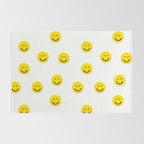 Smiley faces white yellow happy simple smiley pattern smile face kids nursery boys girls decor Rug Gallery Image 2