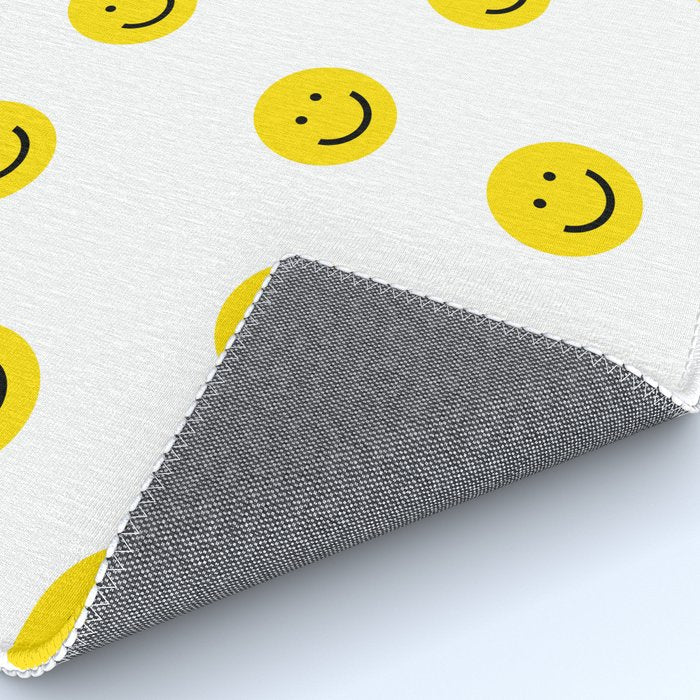 Smiley faces white yellow happy simple smiley pattern smile face kids nursery boys girls decor Rug Gallery Image 4