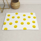 Smiley faces white yellow happy simple smiley pattern smile face kids nursery boys girls decor Rug Gallery Image 1