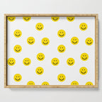 Smiley faces white yellow happy simple smiley pattern smile face kids nursery boys girls decor Serving Tray Gallery Image 1