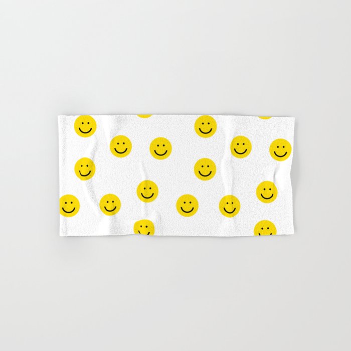 Smiley faces white yellow happy simple smiley pattern smile face kids nursery boys girls decor Towels Gallery Image 1