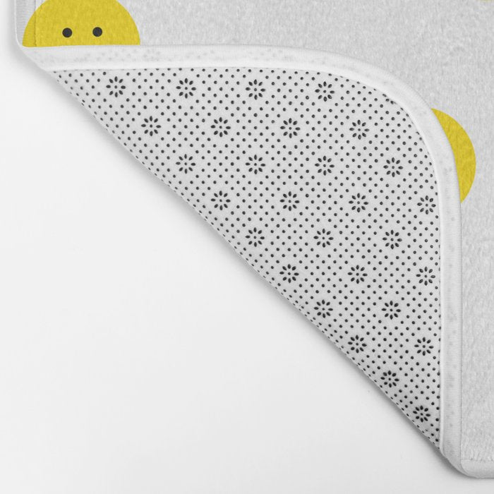Smiley faces white yellow happy simple smiley pattern smile face kids nursery boys girls decor Bath Mat Gallery Image 2