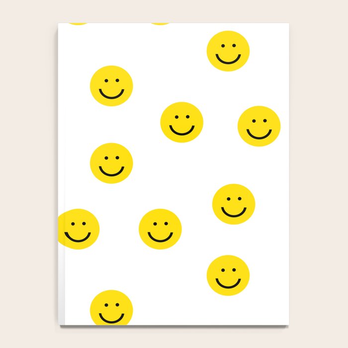 Smiley faces white yellow happy simple smiley pattern smile face kids nursery boys girls decor Notebook Gallery Image 4