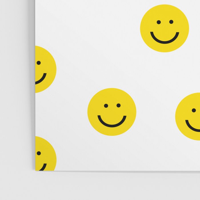 Smiley faces white yellow happy simple smiley pattern smile face kids nursery boys girls decor Poster Gallery Image 3