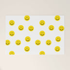 Smiley faces white yellow happy simple smiley pattern smile face kids nursery boys girls decor Welcome Mat Gallery Image 1
