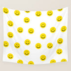 Smiley faces white yellow happy simple smiley pattern smile face kids nursery boys girls decor Wall Tapestry Gallery Image 4