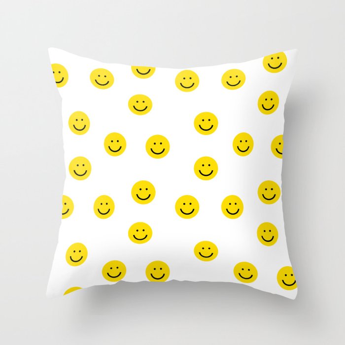 Smiley faces white yellow happy simple smiley pattern smile face kids nursery boys girls decor Throw Pillow Gallery Image 6