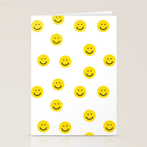 Smiley faces white yellow happy simple smiley pattern smile face kids nursery boys girls decor Stationery Card Gallery Image 2