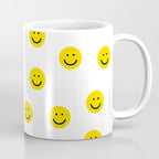Smiley faces white yellow happy simple smiley pattern smile face kids nursery boys girls decor Coffee Mug Gallery Image 1