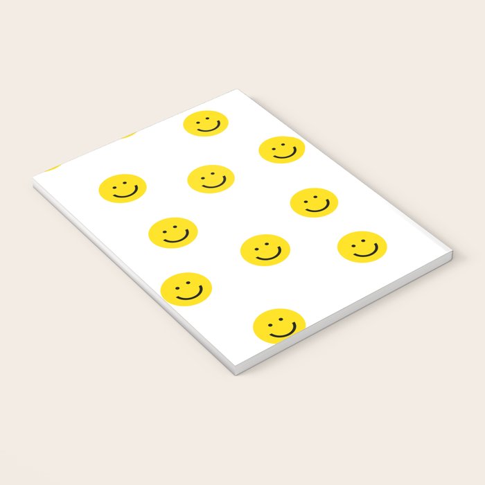 Smiley faces white yellow happy simple smiley pattern smile face kids nursery boys girls decor Notebook Gallery Image 3