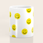 Smiley faces white yellow happy simple smiley pattern smile face kids nursery boys girls decor Coffee Mug Gallery Image 4
