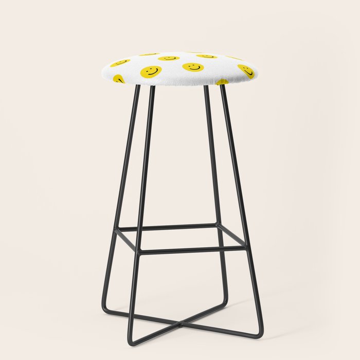 Smiley faces white yellow happy simple smiley pattern smile face kids nursery boys girls decor Stool Gallery Image 1