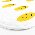 Smiley faces white yellow happy simple smiley pattern smile face kids nursery boys girls decor Bath Mat Gallery Image 3
