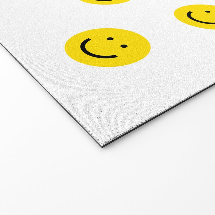 Smiley faces white yellow happy simple smiley pattern smile face kids nursery boys girls decor Welcome Mat Gallery Image 2