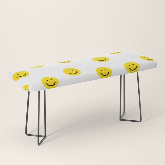Smiley faces white yellow happy simple smiley pattern smile face kids nursery boys girls decor Bench Gallery Image 1