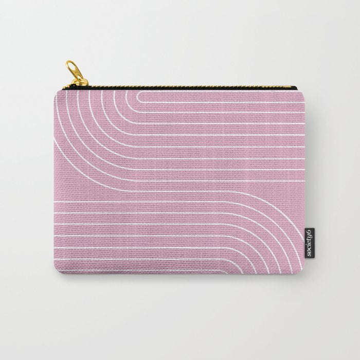 Minimal Line Curvature LXXVI Blush Pink Mid Century Modern Arch Abstract Carry All Pouch Gallery Image 1