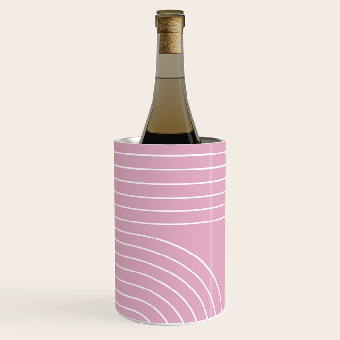 Minimal Line Curvature LXXVI Blush Pink Mid Century Modern Arch Abstract Wine Chiller Gallery Image 3