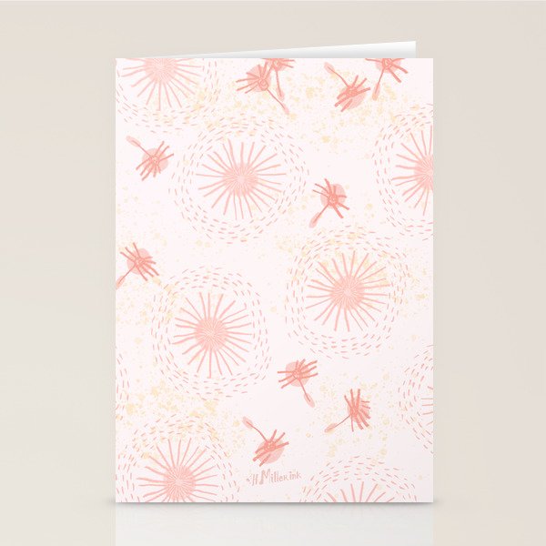 Make A Wish Dandelion Pattern in Pastel Pink & Peach Stationery Card Gallery Image 1
