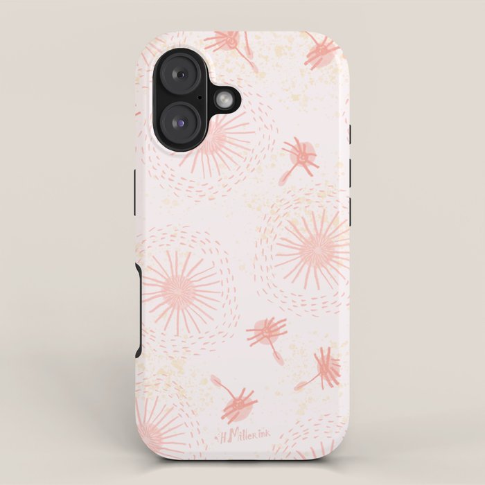 Make A Wish Dandelion Pattern in Pastel Pink & Peach iPhone Case Gallery Image 1