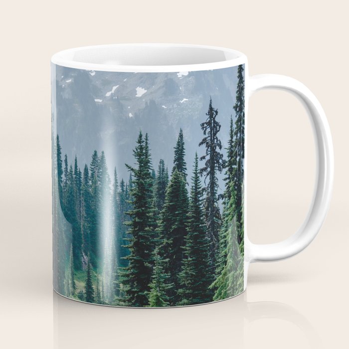 Mount Rainier Adventure III - Pacific Northwest Mountain Forest Wanderlust Coffee Mug Gallery Image 1