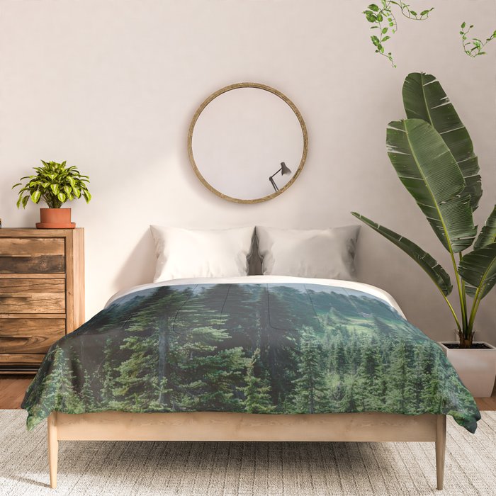 Mount Rainier Adventure III - Pacific Northwest Mountain Forest Wanderlust Comforter Gallery Image 3