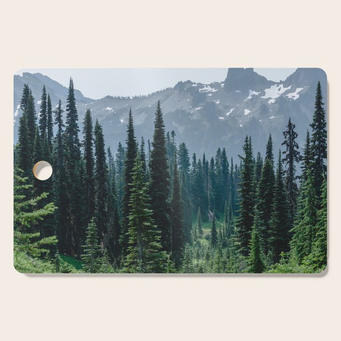 Mount Rainier Adventure III - Pacific Northwest Mountain Forest Wanderlust Cutting Board Gallery Image 1