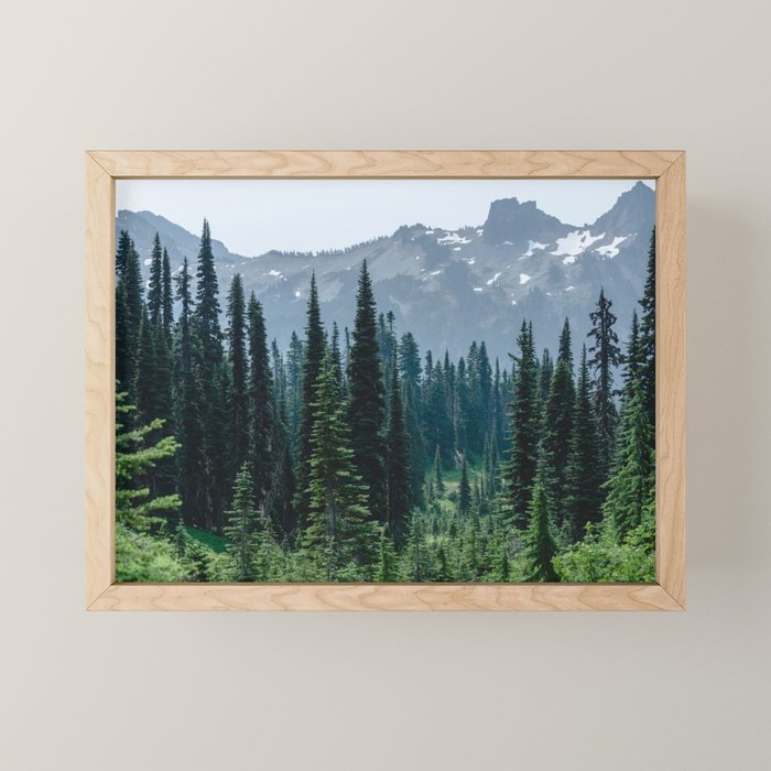Mount Rainier Adventure III - Pacific Northwest Mountain Forest Wanderlust Mini Art Print Gallery Image 1