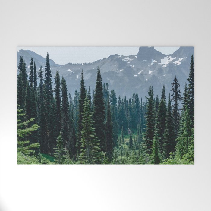 Mount Rainier Adventure III - Pacific Northwest Mountain Forest Wanderlust Welcome Mat Gallery Image 1