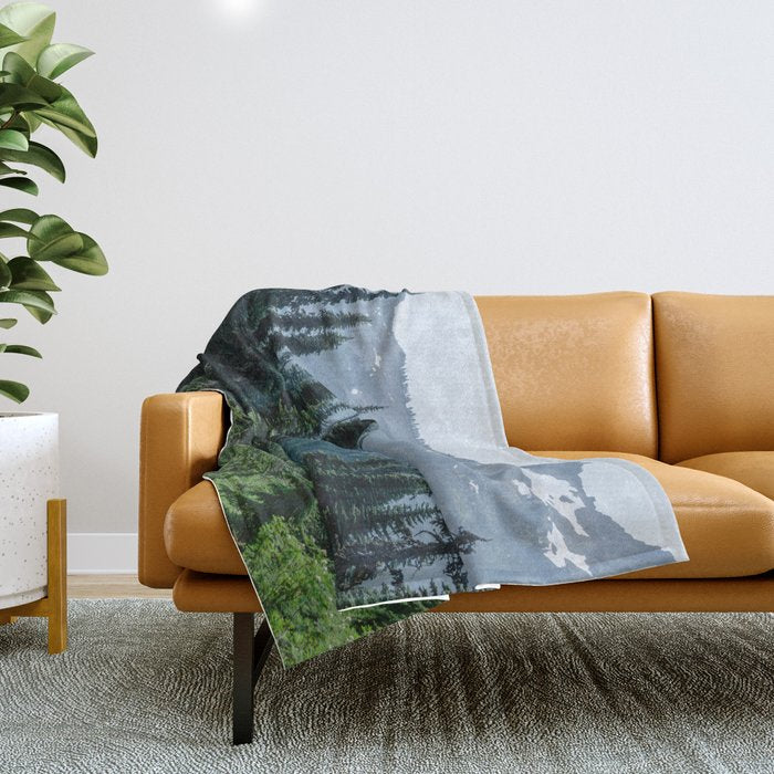 Mount Rainier Adventure III - Pacific Northwest Mountain Forest Wanderlust Throw Blanket Gallery Image 1