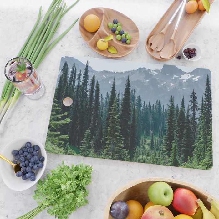 Mount Rainier Adventure III - Pacific Northwest Mountain Forest Wanderlust Cutting Board Gallery Image 2