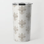 Fleur De Lis In Warm Grey Travel Mug Gallery Image 1