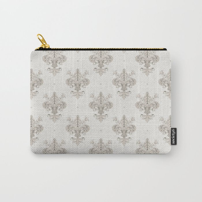 Fleur De Lis In Warm Grey Carry All Pouch Gallery Image 1