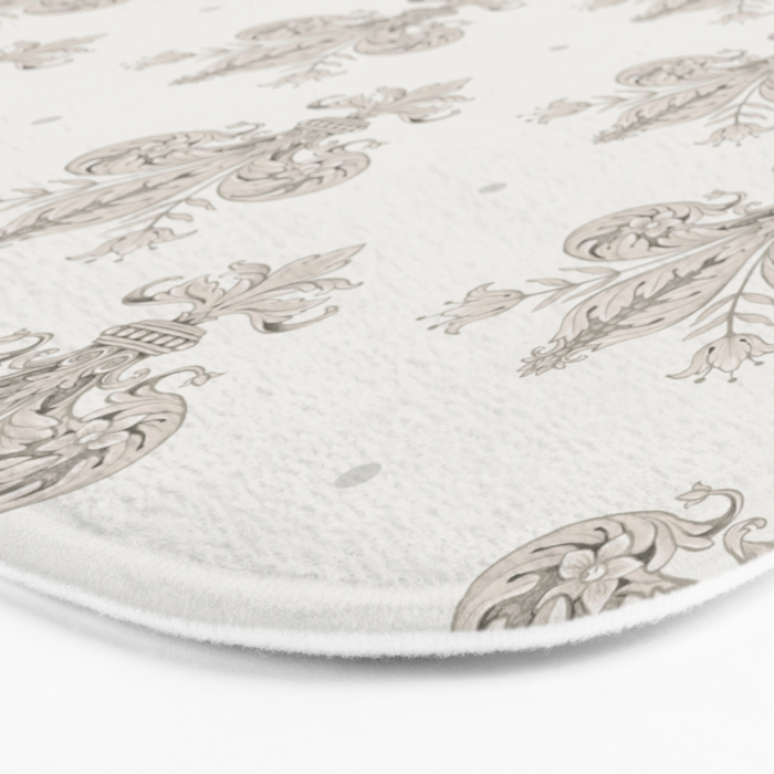 Fleur De Lis In Warm Grey Bath Mat Gallery Image 3