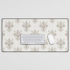 Fleur De Lis In Warm Grey Desk Mat Gallery Image 1