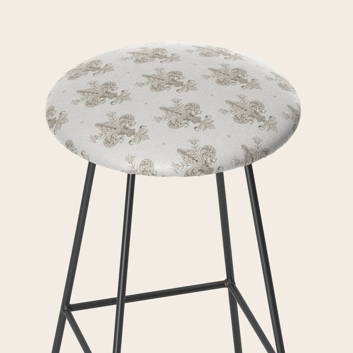 Fleur De Lis In Warm Grey Stool Gallery Image 2
