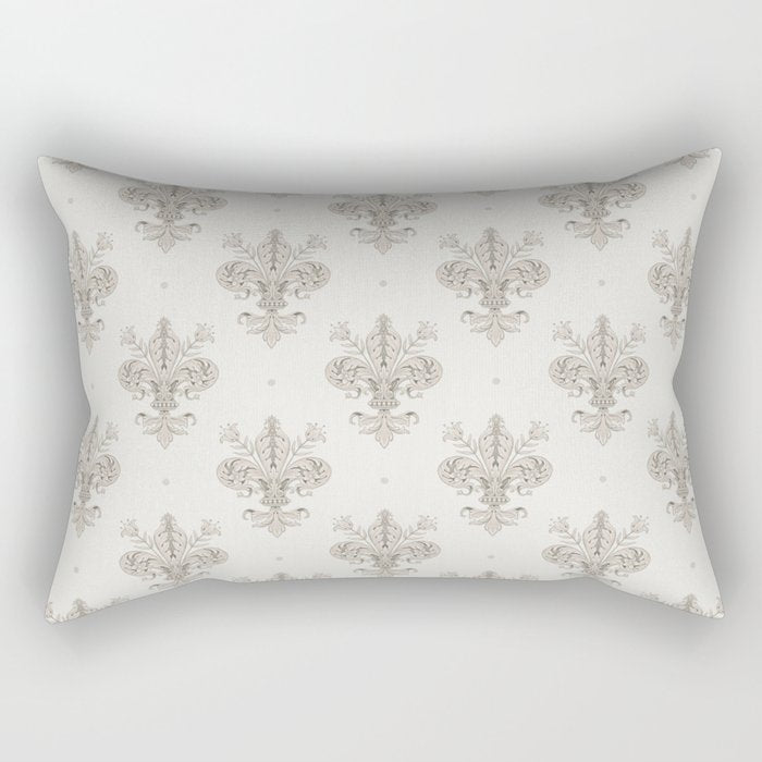 Fleur De Lis In Warm Grey Rectangular Pillow Gallery Image 2