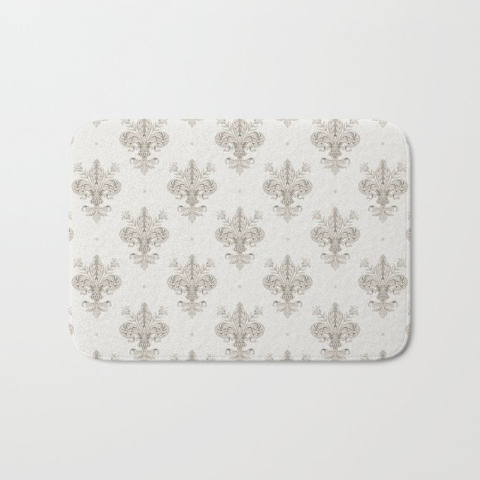 Fleur De Lis In Warm Grey Bath Mat Gallery Image 1
