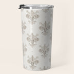 Fleur De Lis In Warm Grey Travel Mug Gallery Image 3