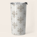 Fleur De Lis In Warm Grey Travel Mug Gallery Image 2