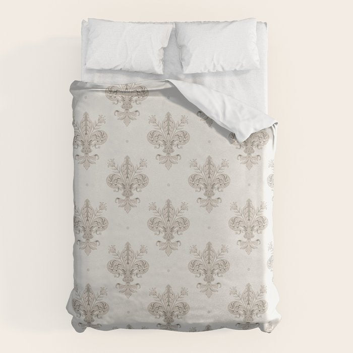 Fleur De Lis In Warm Grey Duvet Cover Gallery Image 6