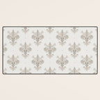 Fleur De Lis In Warm Grey Desk Mat Gallery Image 3