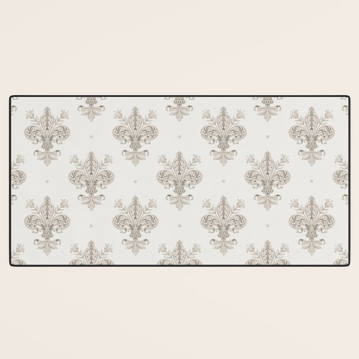 Fleur De Lis In Warm Grey Desk Mat Gallery Image 3