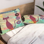 Mid-Century Modern 2 Cats - Graffiti Style Pillow Sham Gallery Image 2
