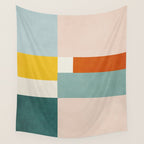 Geometric Minimalist Bright Pastel Tones Abstract Artwork Wall Tapestry Gallery Image 4