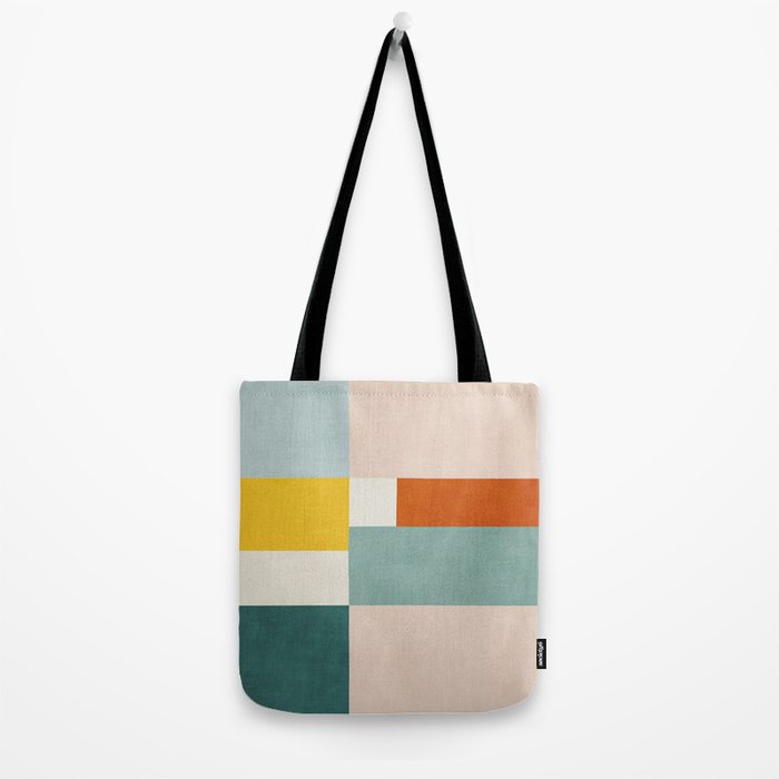 Geometric Minimalist Bright Pastel Tones Abstract Artwork Tote Bag Gallery Image 2