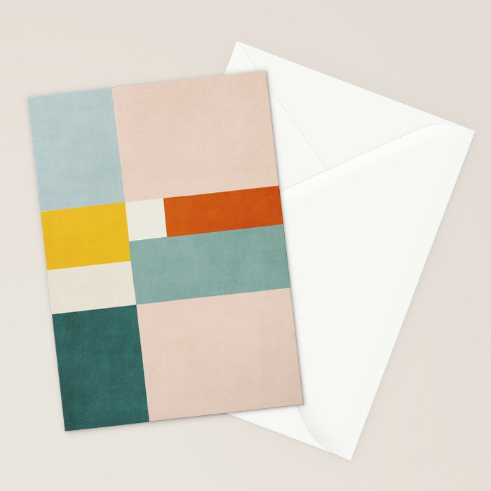 Geometric Minimalist Bright Pastel Tones Abstract Artwork Stationery Card Gallery Image 2