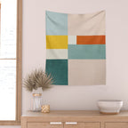 Geometric Minimalist Bright Pastel Tones Abstract Artwork Wall Tapestry Gallery Image 2